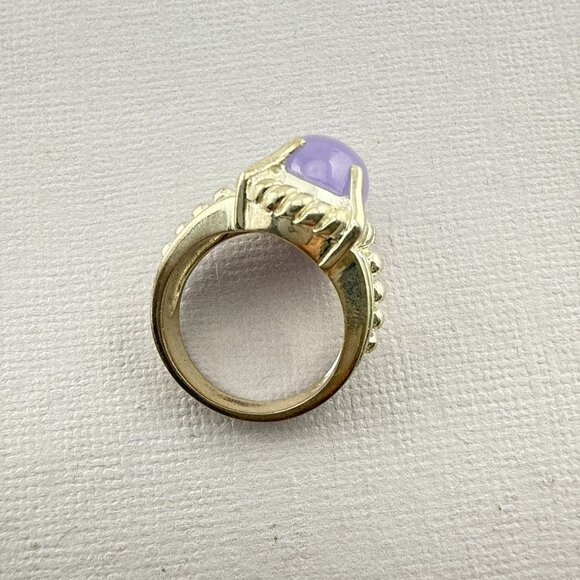 Judith Ripka Ring Purple Lavender Jade Cabochon Sterling Silver size 8 Oval 925 - Picture 7 of 14